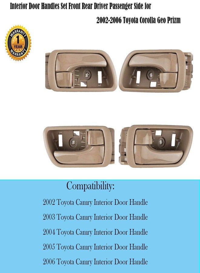 HHCSOP 4 قطع مقابض أبواب داخلية مناسبة لسيارة تويوتا كامري موديلات 2002، 2003، 2004، 2005، 2006، أمامية، خلفية، يسار (جهة السائق)، يمين (جهة الراكب)، لون بيج - Image 2